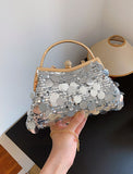 Women's Evening Bag Dome Bag Synthetic for Evening Bridal Wedding Party with Sequin Tassel Foldable Geometric