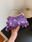 Women's Evening Bag Dome Bag Synthetic for Evening Bridal Wedding Party with Sequin Tassel Foldable Geometric