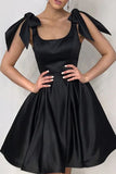 Straps with Bows Scoop Neck Short Prom Homecoming Dress