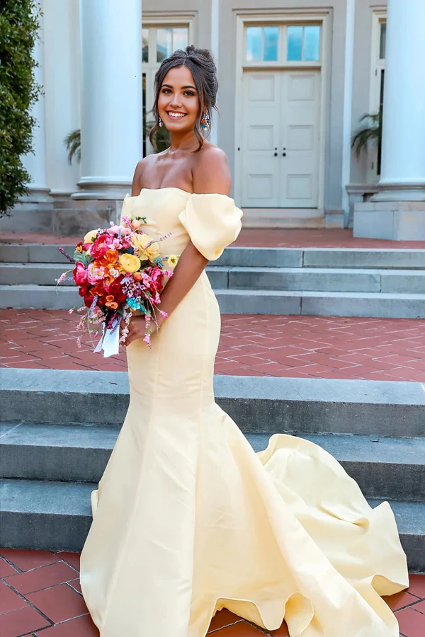 Off Shoulder Backless White Mermaid Long Spandex Prom Dresses main image 0
