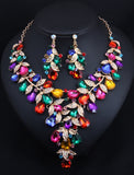 Bridal Jewelry Sets 1 set Crystal Rhinestone Alloy 1 Necklace Earrings Women's Statement Colorful Cute Fancy Flower Jewelry Set For Party Wedding