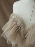 A-Line Tulle Lace Long Prom Dress