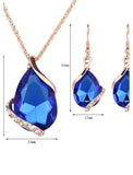 Jewelry Set Drop Earrings For Women's Sapphire Crystal Party Wedding Daily Rose Gold Crystal Rhinestone Pear Cut Solitaire Drop / Pendant Necklace / Necklace / Earrings / Valentine