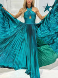 A Line Sleeveless Floor Length Long Evening Dresses