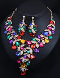 Bridal Jewelry Sets 1 set Crystal Rhinestone Alloy 1 Necklace Earrings Women's Statement Colorful Cute Fancy Flower Jewelry Set For Party Wedding