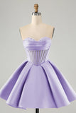 A Line Cute Sweetheart Corset Homecoming Dress with Beading