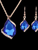 Jewelry Set Drop Earrings For Women's Sapphire Crystal Party Wedding Daily Rose Gold Crystal Rhinestone Pear Cut Solitaire Drop / Pendant Necklace / Necklace / Earrings / Valentine