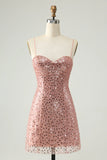 A-Line Sparkly Spaghetti Straps Sequins Cocktail Dress