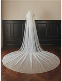 One-tier Wedding Veil Cathedral Veils with Faux Pearl 118.11 in (300cm) Tulle