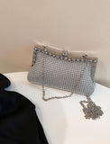 Women's Clutch Evening Bag Polyester Party Bridal Shower Holiday Rhinestone Chain Large Capacity Lightweight Durable