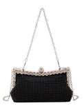 Women's Clutch Evening Bag Polyester Party Bridal Shower Holiday Rhinestone Chain Large Capacity Lightweight Durable