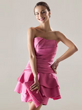 A-Line Dress Homecoming Short / Mini Sleeveless Sweetheart Satin with Side Draping