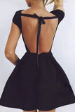 A-line Simple Open Back Homecoming Dresses Short Prom Dresses