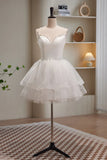 A-line Spaghetti Straps Tulle Short Homecoming Dresses