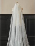 One-tier Wedding Veil Cathedral Veils with Faux Pearl 118.11 in (300cm) Tulle