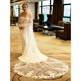 One-tier Wedding Veil Chapel Veils / Cathedral Veils with Embroidery 118.11 in (300cm)  / Tulle