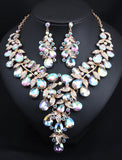 Bridal Jewelry Sets 1 set Crystal Rhinestone Alloy 1 Necklace Earrings Women's Statement Colorful Cute Fancy Flower Jewelry Set For Party Wedding