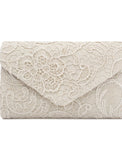 Women's Clutch Bags Polyester for Evening Bridal Wedding Party with Lace Chain Plain