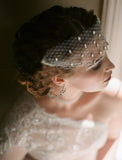 One-tier / Rhinestone Wedding Veil Blusher Veils / Birdcage Veils with Sparkling Glitter Tulle