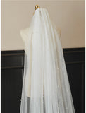 One-tier Wedding Veil Cathedral Veils with Faux Pearl 118.11 in (300cm) Tulle