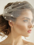 One-tier / Classic Style Wedding Veil Blusher Veils with Pure Color / Crystals / Rhinestones Tulle / Birdcage