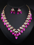 Bridal Jewelry Sets Two-piece Suit Crystal Rhinestone Alloy 1 Necklace Earrings Women's Statement Colorful Fancy Flower irregular Jewelry Set For Party Wedding