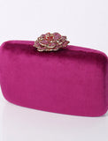 Women's Clutch Bags Velvet Wedding Party Bridal Shower Crystals Chain Plain Solid Colored