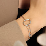 Simple and cool style ring splicing chain titanium steel bracelet