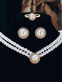 Bridal Jewelry Sets 1 set Imitation Pearl 1 Necklace 1 Ring Earrings Women's Fashion Personalized Retro Precious Round Jewelry Set For Wedding Anniversary Special Occasion