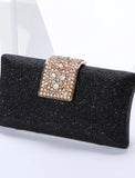 Women's Clutch Bags for Evening Bridal Wedding Party with Crystals Chain in Solid Color