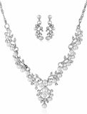 cubic zirconia teardrop cluster bib necklace earrings bracelet jewelry set women wedding dress bridal prom