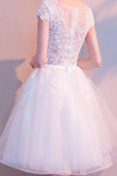 A-line Tulle Lace Scoop Neck Homecoming Dress with Appliques