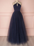 A Line Cross Neck Open Back Prom Dress Formal Evening Dress