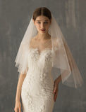 Two-tier Wedding Veil Elbow Veils with Solid Tulle / Drop Veil