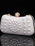 Women's Clutch Evening Bag Coin Purse Clutch Bags Leather for Evening Bridal Wedding with Pearls Chain in Geometric