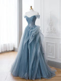 A-Line Lace Long Prom Dress