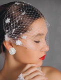 One-tier / Pearls Wedding Veil Blusher Veils / Birdcage Veils with Faux Pearl / Petal Tulle