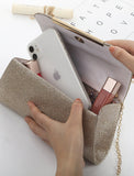 Women's Evening Bag Clutch Bags Polyester for Evening Bridal Wedding Party with Crystals Chain Color