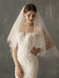 Two-tier Wedding Veil Elbow Veils with Solid Tulle / Drop Veil