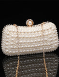 Women's Clutch Evening Bag Coin Purse Clutch Bags Leather for Evening Bridal Wedding with Pearls Chain in Geometric