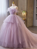 A-line Tulle Long Prom Gown