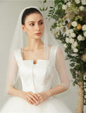 One-tier Wedding Veil Elbow Veils with Faux Pearl 35.43 in (90cm) Tulle