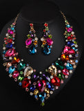 Bridal Jewelry Sets 1 set Crystal Rhinestone Alloy 1 Necklace Earrings Women's Statement Colorful Fancy Pear irregular Jewelry Set For Party Wedding