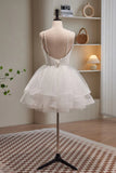 A-line Spaghetti Straps Tulle Short Homecoming Dresses