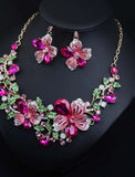 Fall Wedding Bridal Jewelry Sets Two-piece Suit Cubic Zirconia Rhinestone Alloy 1 Necklace Earrings Women‘s Statement European Classic Flower ShapeJewelry Set For Party Wedding