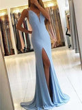 Mermaid Deep V Neck Backless Prom Dress Graduation Dress