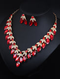 Bridal Jewelry Sets Two-piece Suit Crystal Rhinestone Alloy 1 Necklace Earrings Women's Statement Colorful Fancy Flower irregular Jewelry Set For Party Wedding