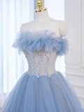A-Line Tulle Lace Long Prom Dress
