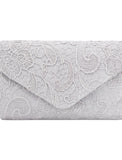 Women's Clutch Bags Polyester for Evening Bridal Wedding Party with Lace Chain Plain