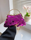 Women's Evening Bag Dome Bag Synthetic for Evening Bridal Wedding Party with Sequin Tassel Foldable Geometric